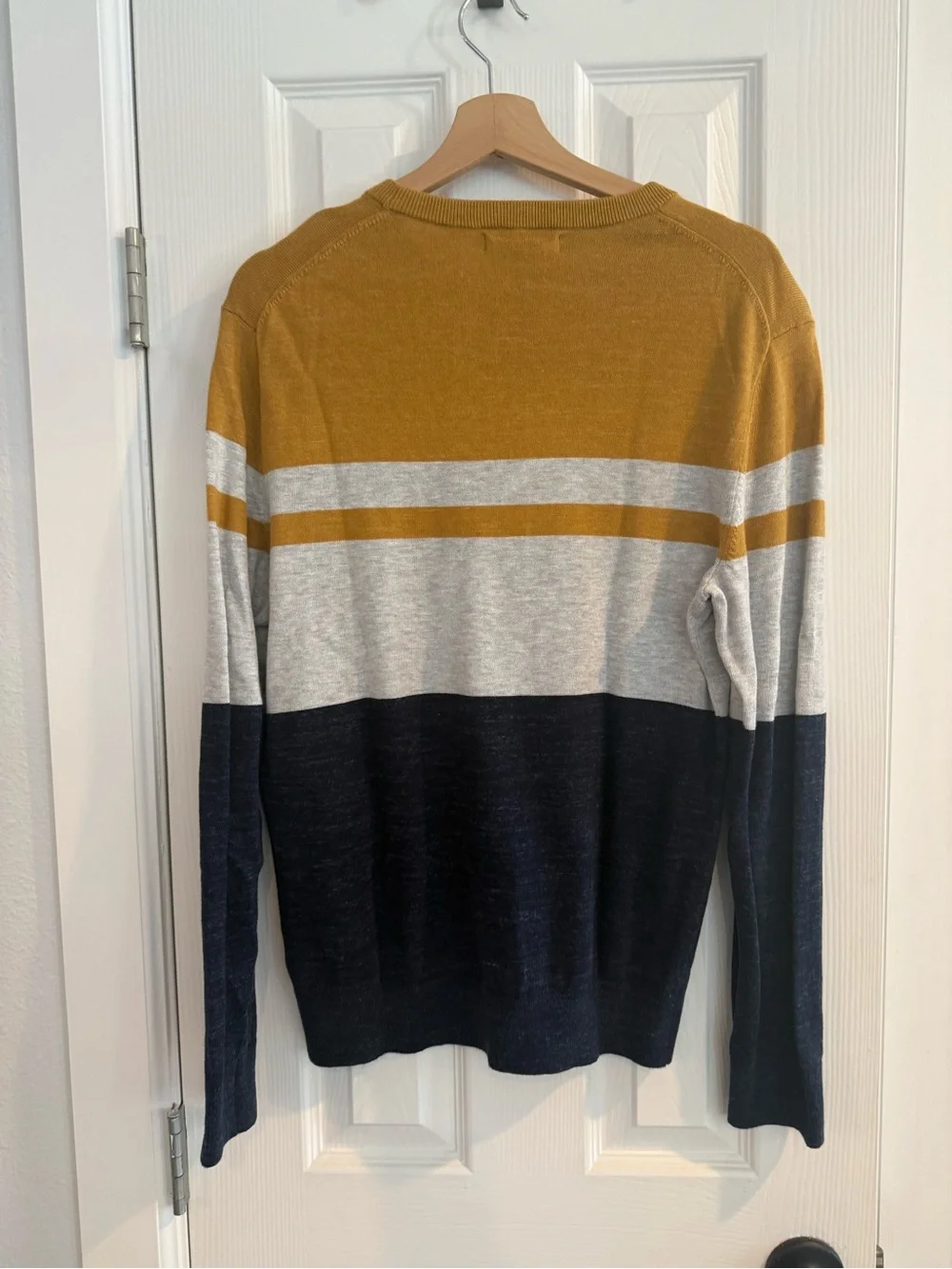 Banana Republic Men’s Striped Crewneck Sweater - Mustard, Gray & Navy
